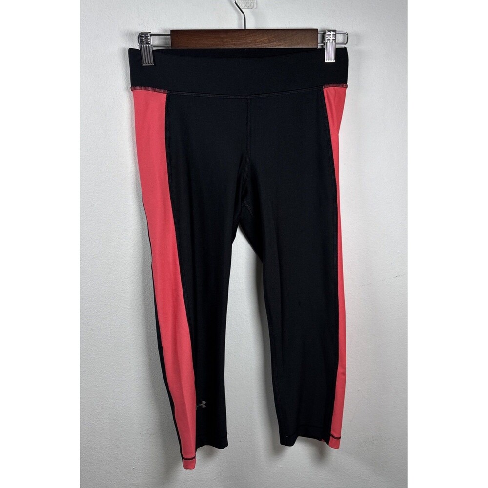 Under Armour HeatGear Compression Capri Leggings Pink Black Athletic Gym M